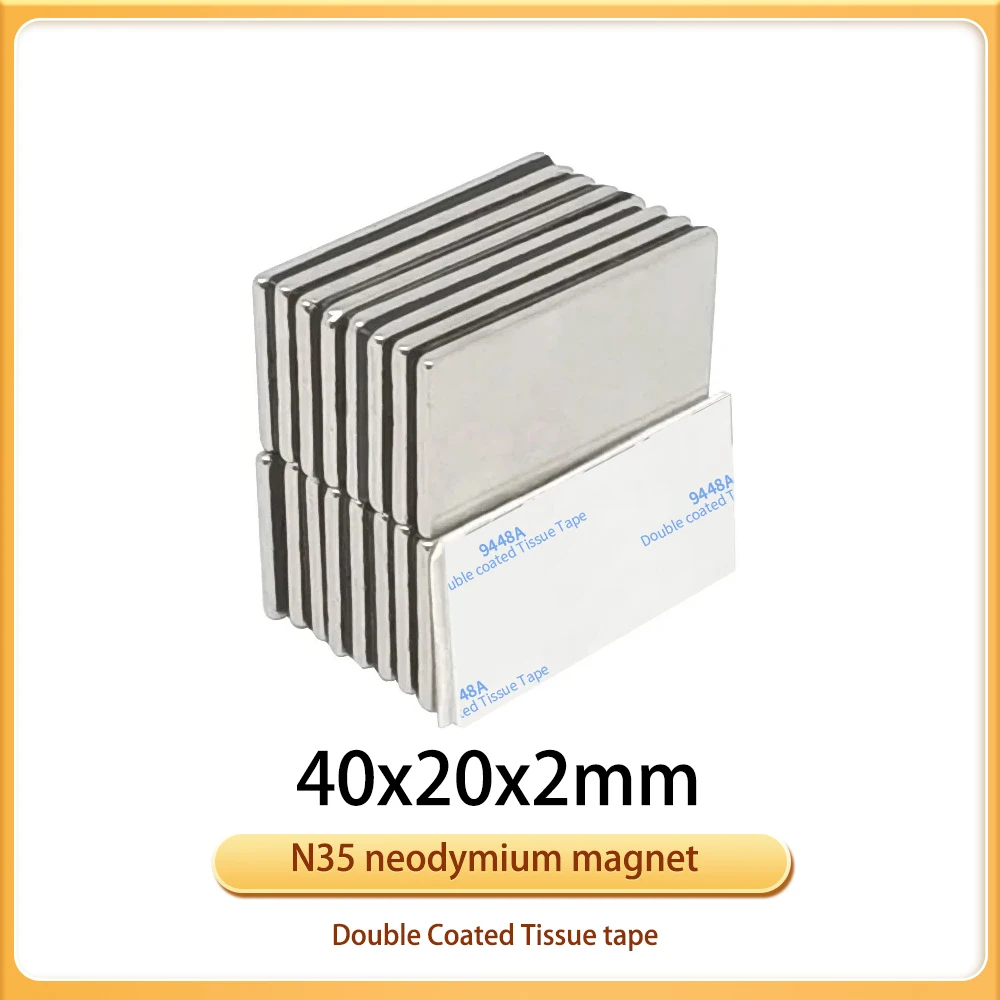 블록 강력한 강력한 자석, 3M 자체 접착, 긴 네오디뮴 자석 시트, 40x20x2mm, 40x20x2mm, 2 개, 5 개, 10 개, 15 개, 20 개, 50 개