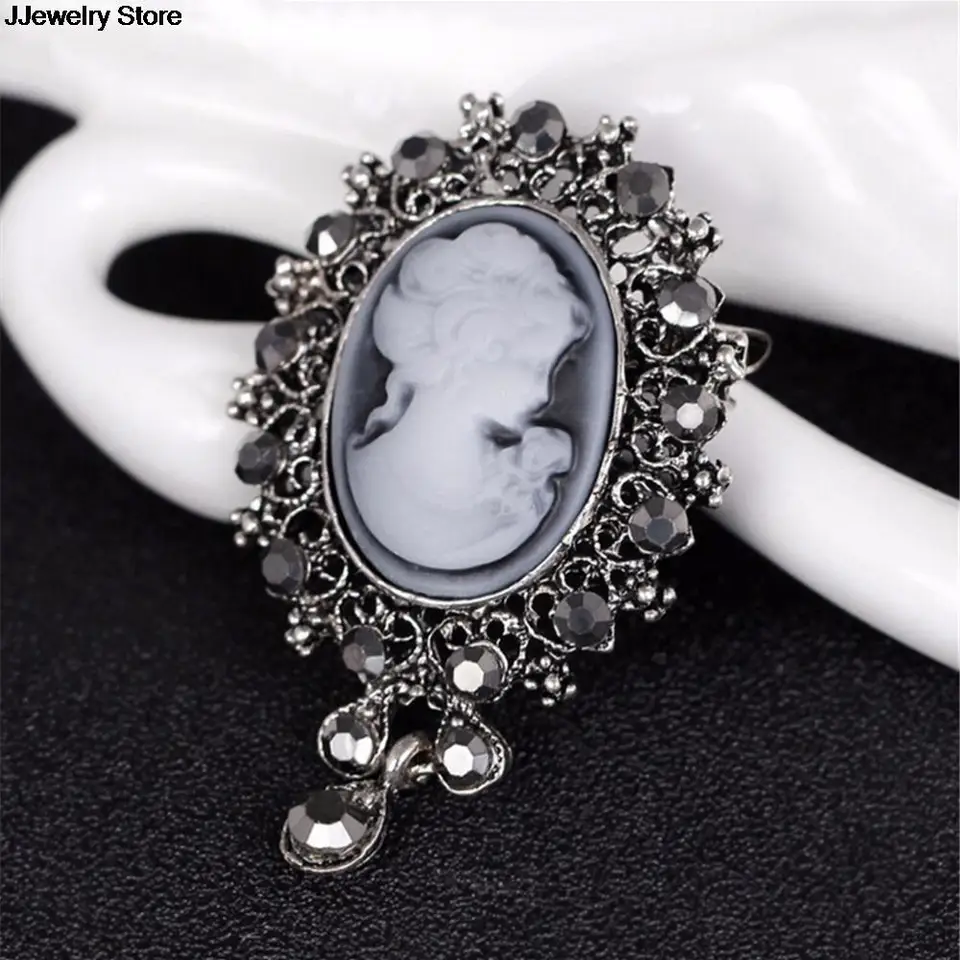 1pc Crystal Rhinestone Lady Vintage Cameo Victorian Style Wedding