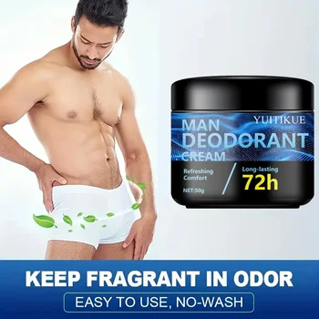 YUITIKUE Crema Deodorante Uomo 50g - Antitraspirante a Lunga Durata 72h con Fragranza Fresca