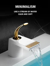 

Minimalist White Waterfall Art Washbasin Faucet All Copper Cold And Hot Water Double Control Toilet Bathroom Tap