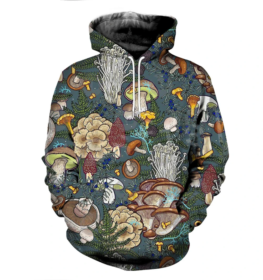 New spring and autumn 3D mushroom pattern camouflage hoodie