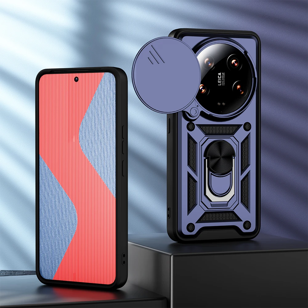 Ultimate Shockproof Armor Case with Slide Camera Protection and Ring Stand for Xiaomi and Redmi Phones