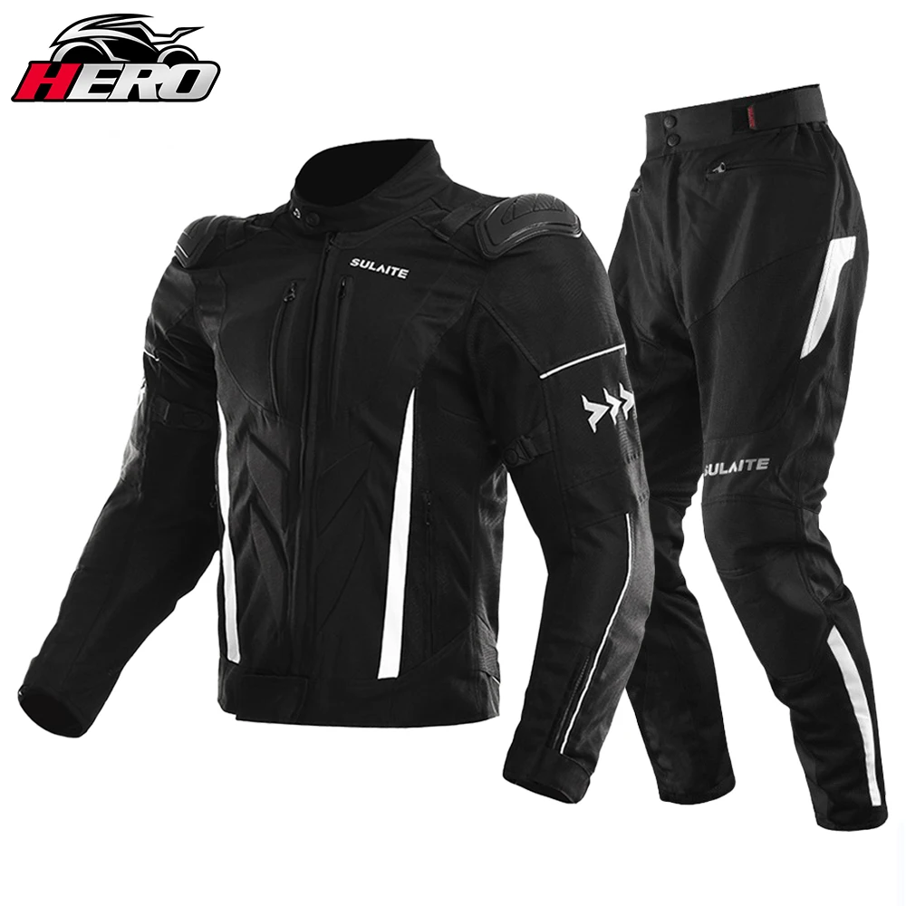 

New Motorcycle Jacket Suit Men 4 Seasons Reflective Lightweight Mesh Cycling Breathable Moto Jacket Protector Motocross Suit