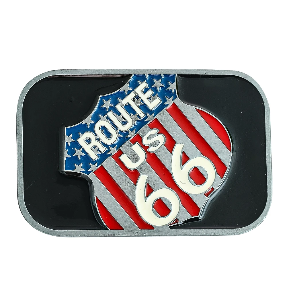 

Zinc Alloy US Highway 66 Route Belt Buckle Casual Western Cowboy Belt Components Leather Craft Men's Jeans Accessories