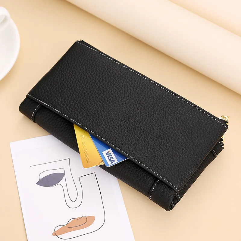 RFID-Kartenhalter-Geldbörse für Damen, 2022, neue Geldbörse aus weichem Echtleder, lange Clutch-Tasche aus Rindsleder – Detail 16