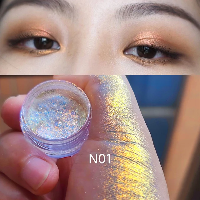 Ultra-Thin Iridescent Color Shift Holographic Eyeshadow Highlighter  MultiChrome Shifting Pigments Duochrome Chameleon Eyeshadow - AliExpress