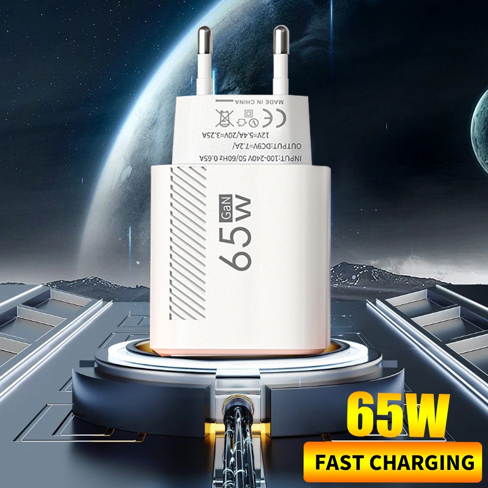 65W GaN USB C Fast Charging Type C PD EU/US Plug Power Portable Wall Phone Charger Adapter For iPhone 15 14 Pro Samsung Xiaomi cellphone adapter,power adapter,power charger