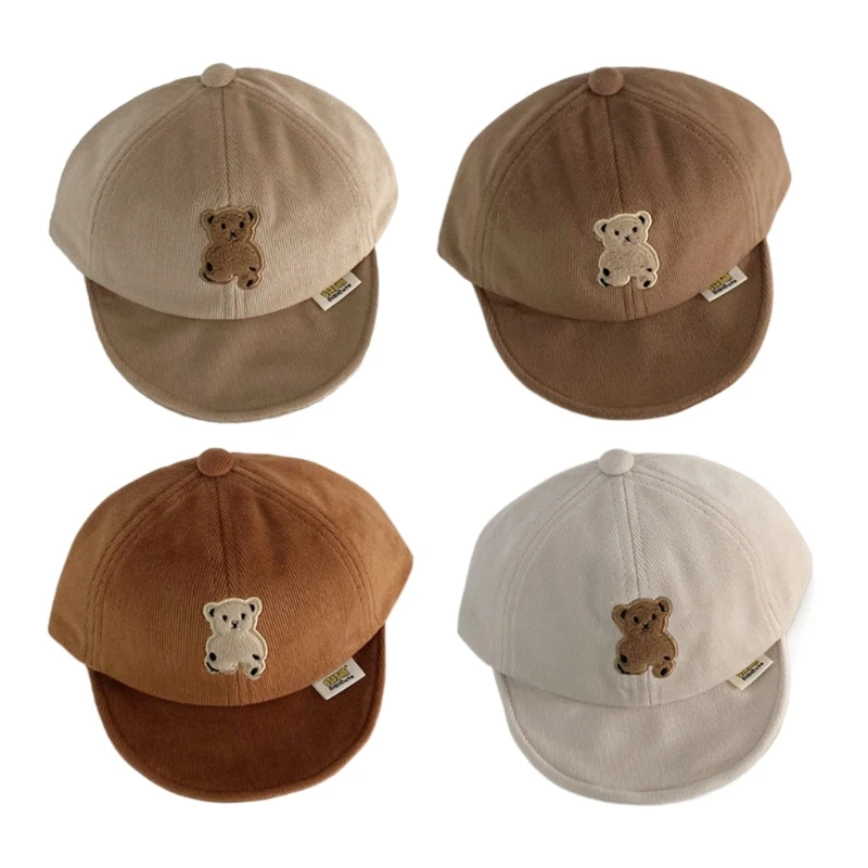 

Breathable Toddlers Sun Protections Hat Solid Peaked with Bear Embroidery 1560