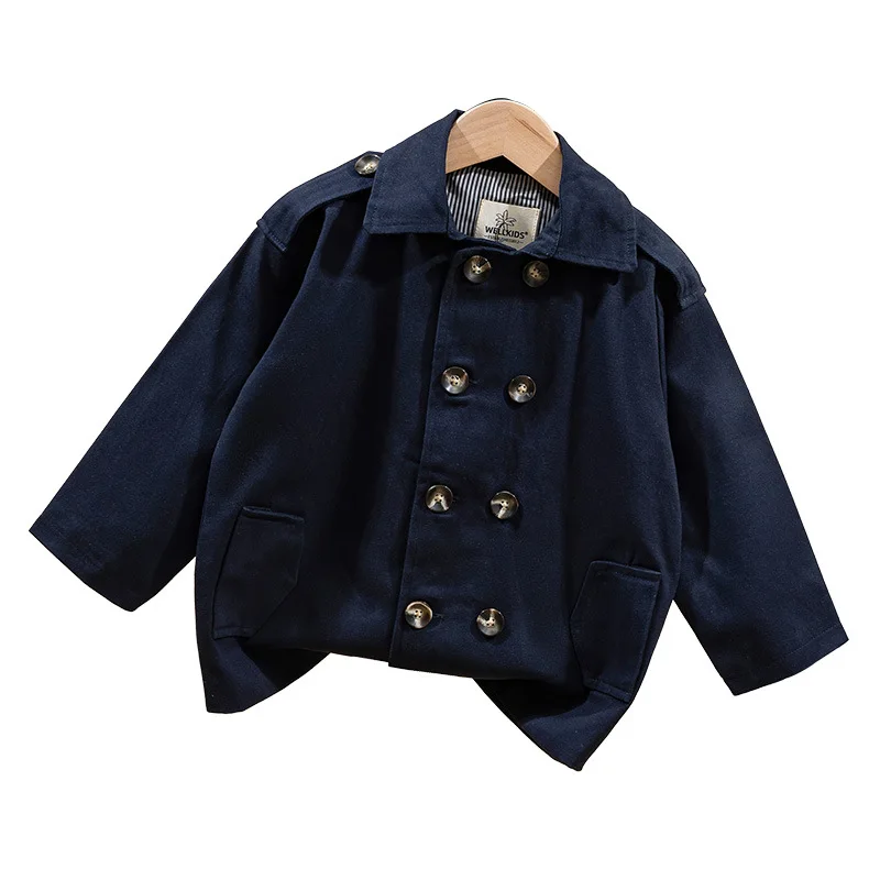 

Baby Boys Girls Trench Coat Autumn Korean Children Mid-Length Casual Turn-Down Collar Windbreaker Toddler Kids Clothes 2-7Y