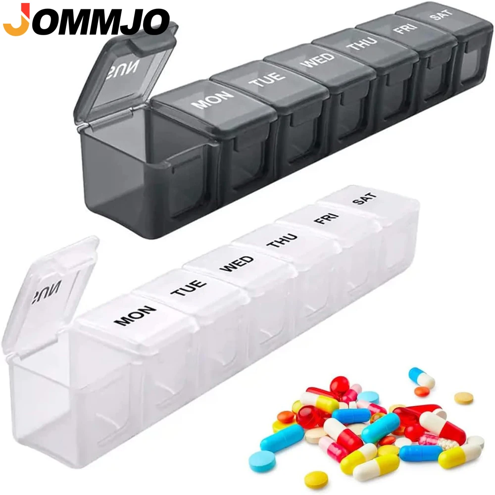 

1Pcs Weekly (7-Day) Pill Organizer, Vitamin Planner, and Medicine Box, Large Compartments, Includes One Black and One White