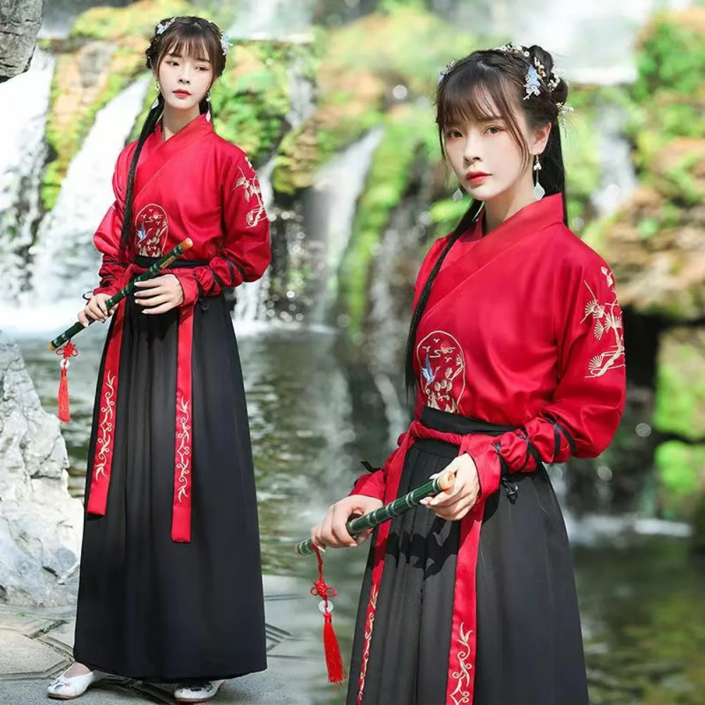 New Year Adult Men Women Ancient Chinese National Hanfu Festival Stage Performance Folk Dance Dress Couple Halloween Costume