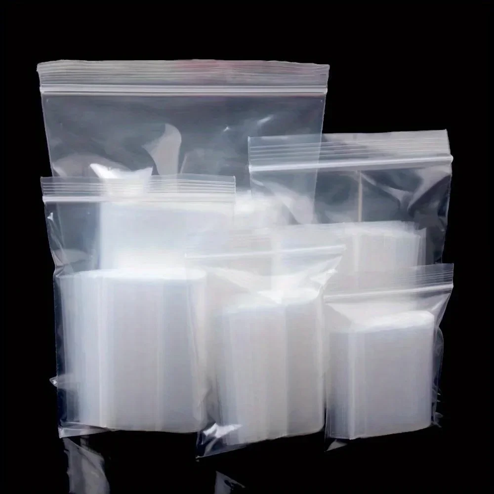 100 PCS Thick Clear Reusable Zip Lock Bags Heavy Duty Transparent Plastic Storage Bags Jewelry Party Jewelry Storage Bags Compression Storage Bag