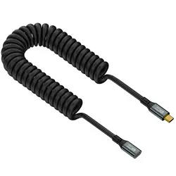 6ft High - Speed USB C Coiled Extension Cable, 100W Fast Charging, Male to Female Adapter - 1.8m