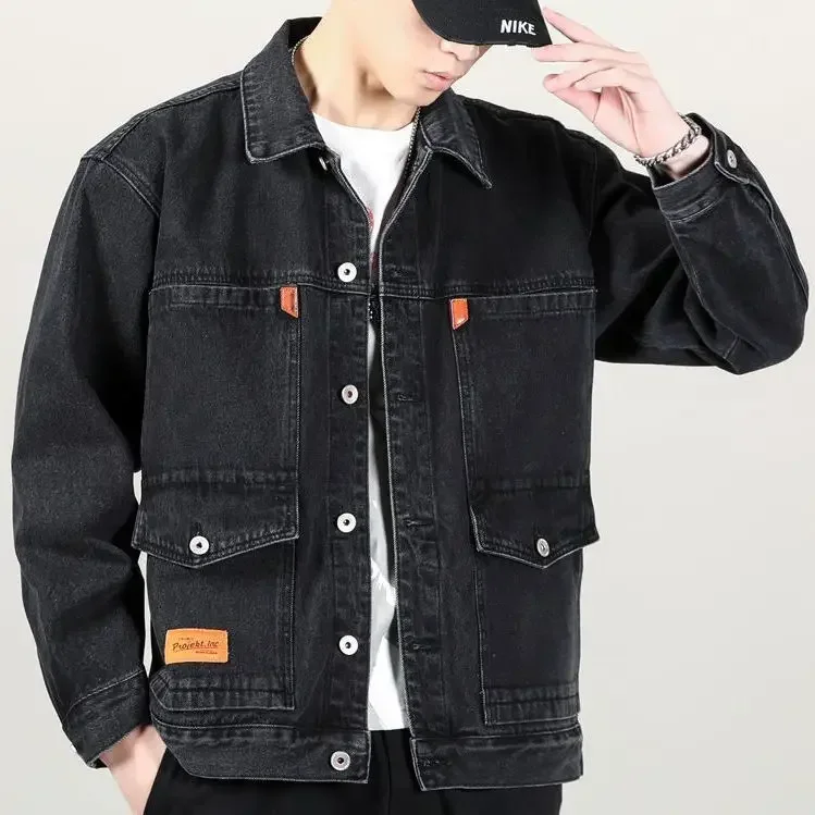 thumbnail image 1 of Chaqueta vaquera para hombre, acolchada, de lana elástica, abrigos vaqueros para hombre, acolchado azul cálido con oveja, precio económico, moda elegante, talla grande L Y2k, 1 of 5