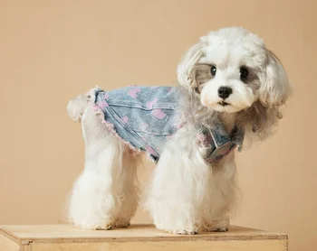 Luxury Cotton Dog T-Shirt for Girls Bowknot Lace Summer Puppy Clothes Chihuahua Skirts Dog Costume Puppy Dresses