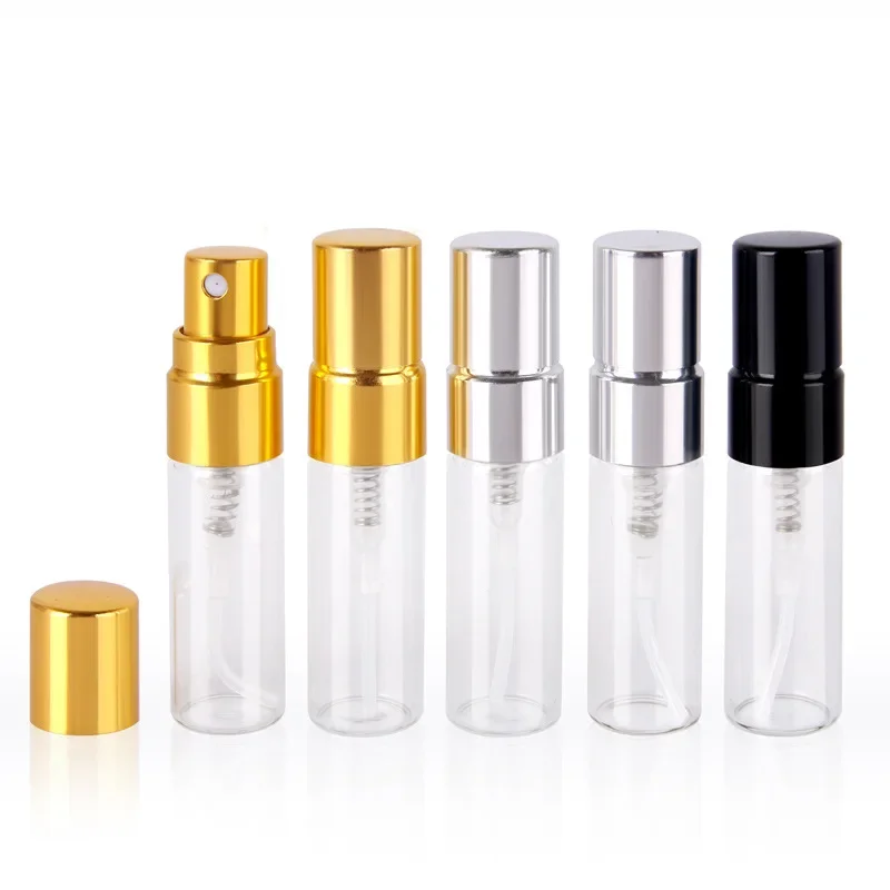 

20Pcs 3ml Spray Bottles Mini Portable Glass Vails Perfume Bottle Atomizer Travel Accessories Cosmetic Container Gold Silver