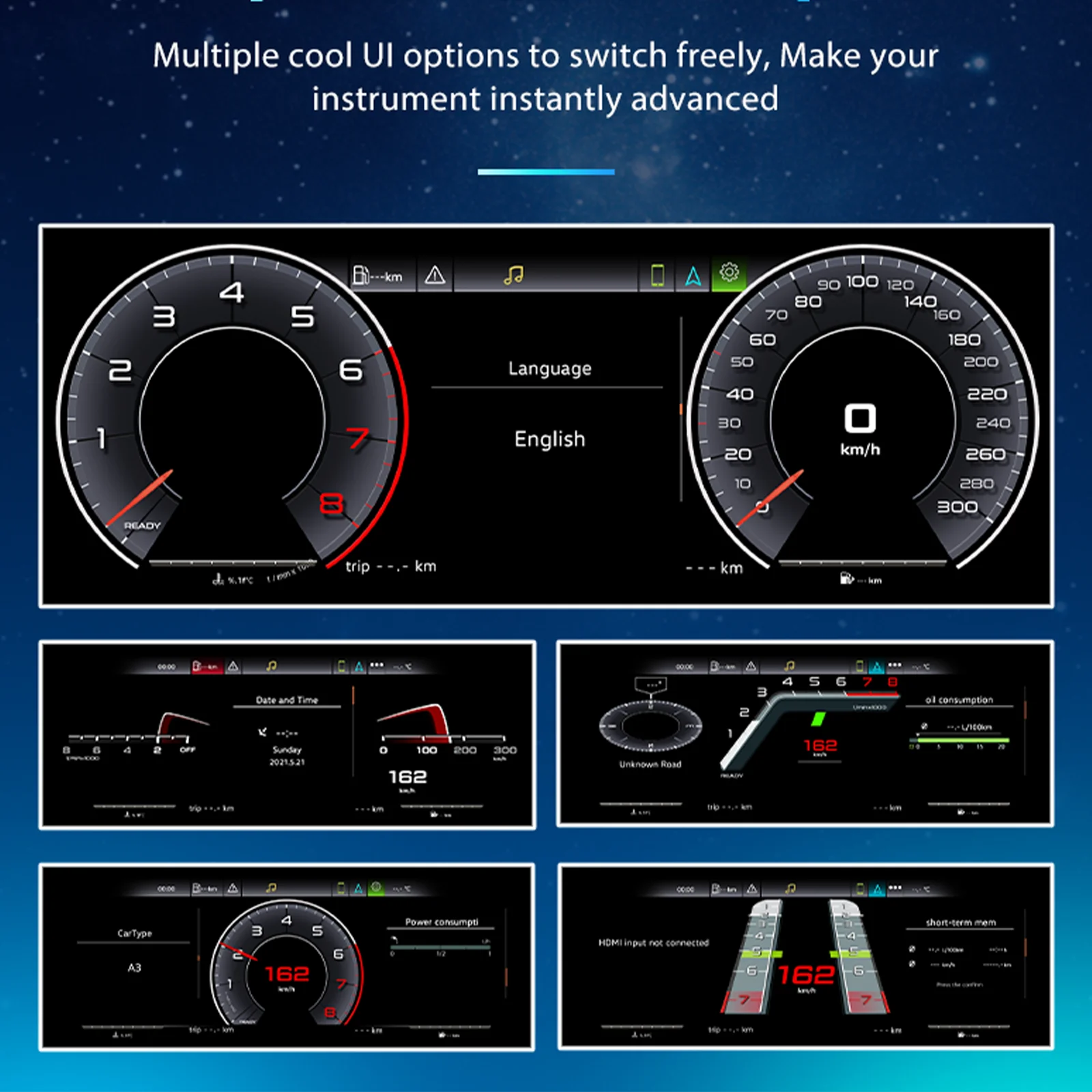 Panel de Instrumentos Digital para Audi A3 8V 2014-2019 Plataforma MQB, Cabina Virtual, Velocímetro 3