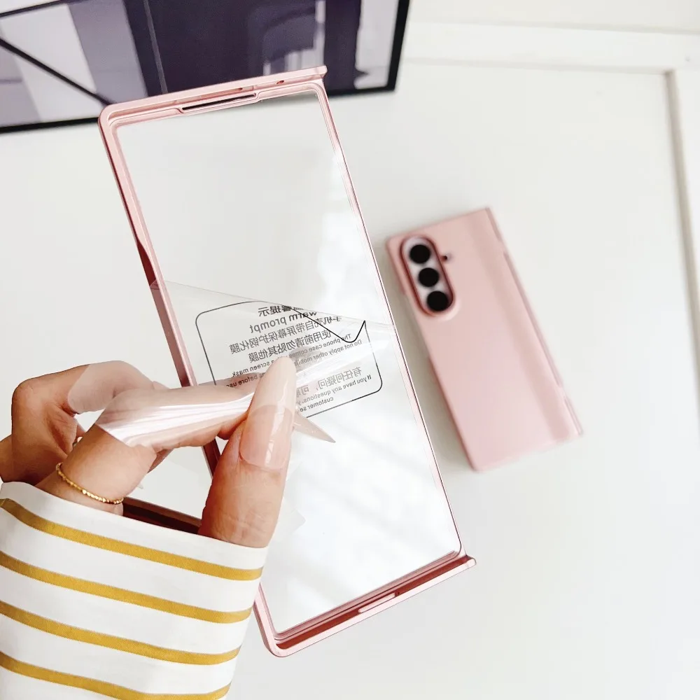 Matte Hinge Protective Phone Case with Screen Tempered Film and Back Cover