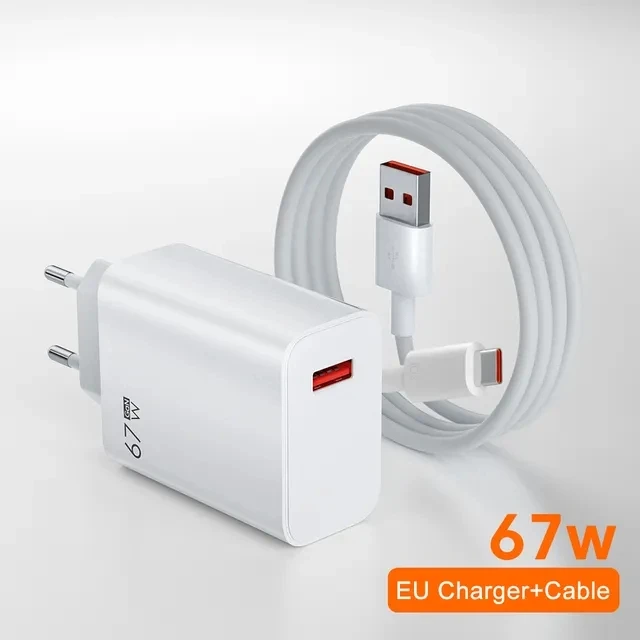 For Xiaomi 67W USB Super Fast Charger Power Adapter Mi 12 11 6A Type C Cable POCO X5 X4 Pro Note 9 10 11 Charging