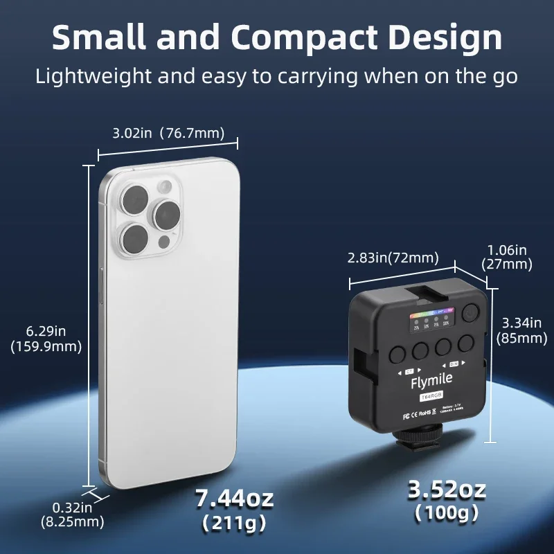 미니 RGB 및 듀얼 컬러 LED 라이트 필 사진, DJI 포켓 3 카메라용, 휴대폰 셀카 폴, 라이브 스트리밍 셀카 브이로그