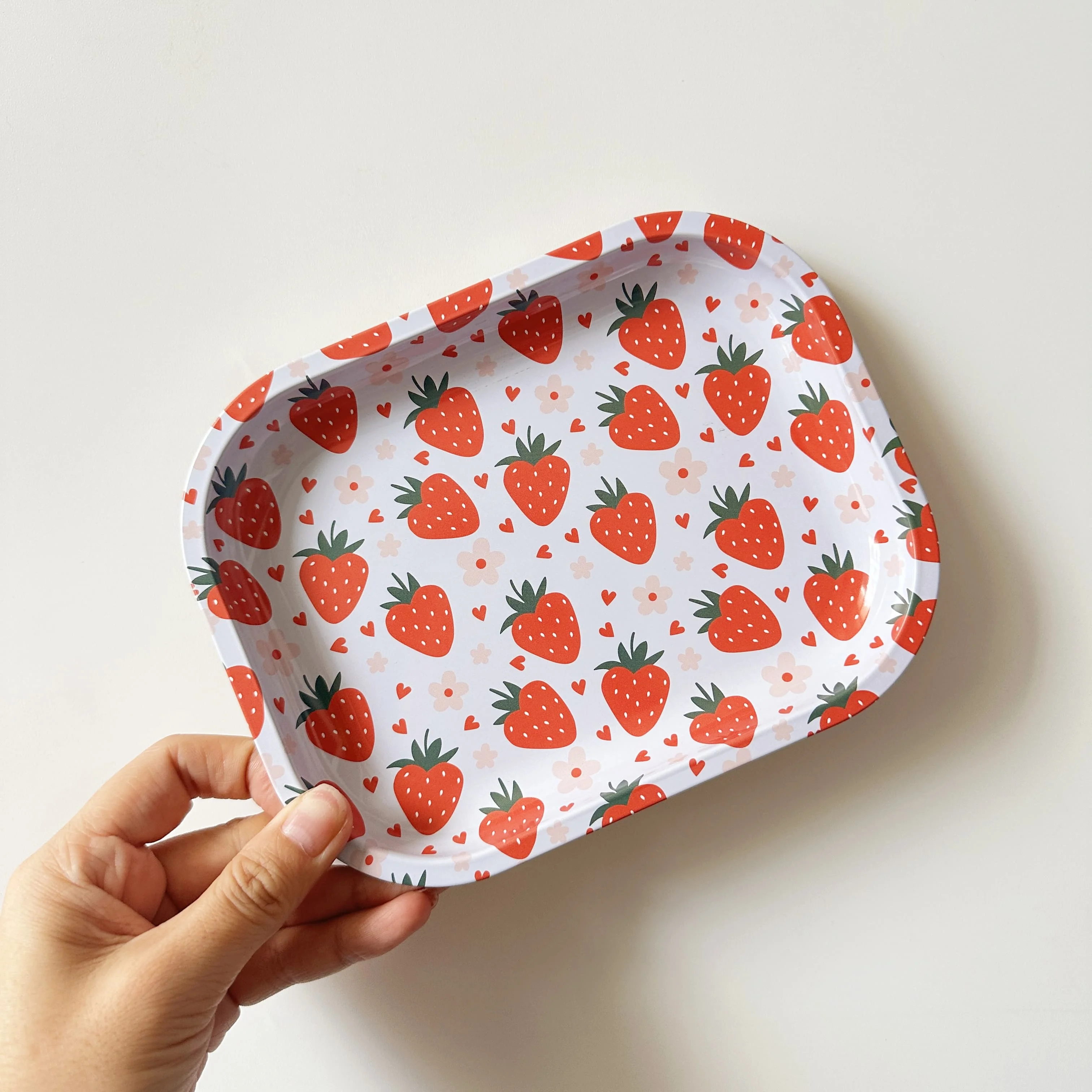 Chic Pink Heart Aesthetic Mini Rolling Tray (7 x 5)