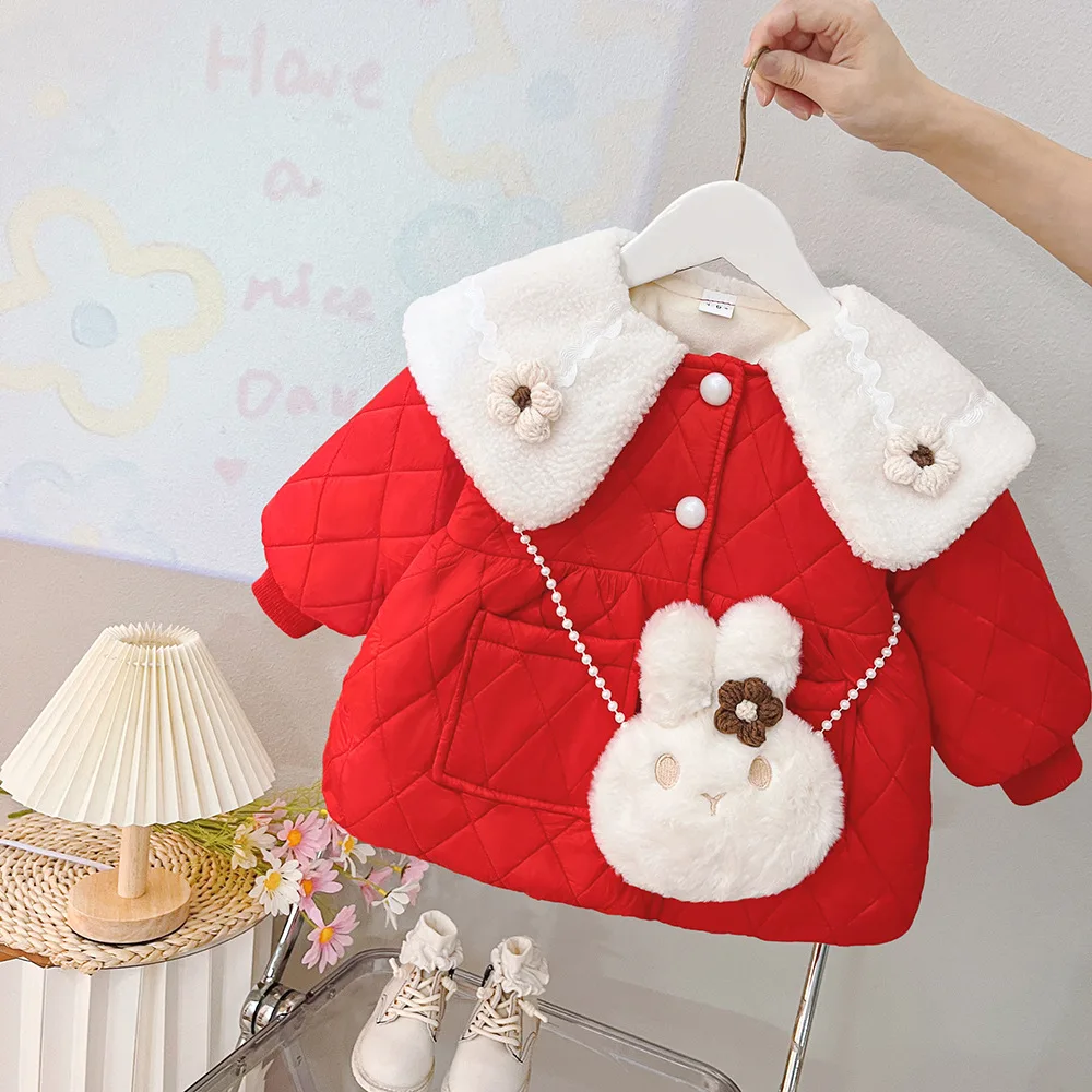 Kids Jackets Winter Coat Child Warm Coat Toddler Outwear Big Collar Fashion Fleece Thick Infant Toddler Girl Clothes 1-5Y Baby Girls Coat Winter Jacket