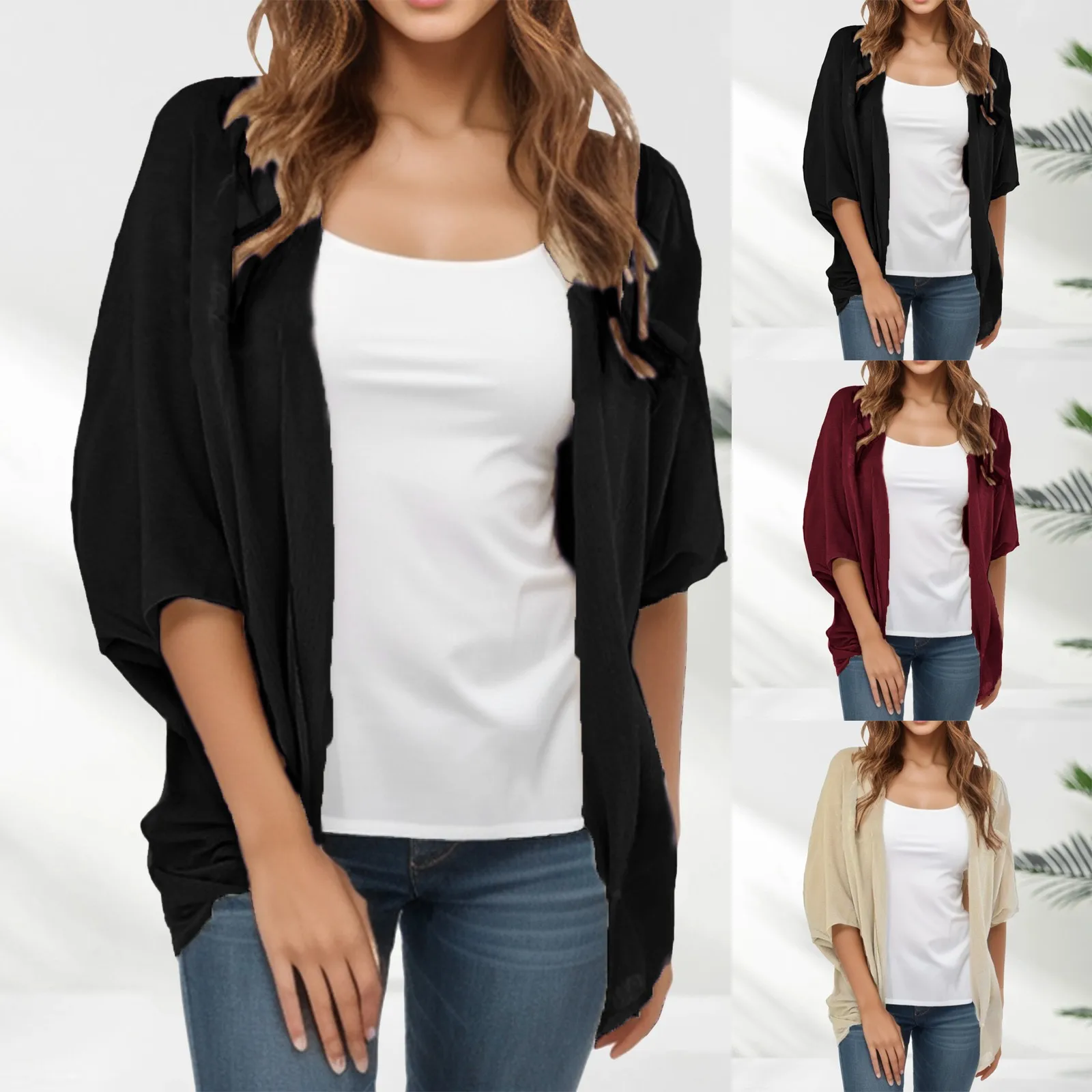 

Women's Comfortable Fashion Spring And Autumn Loose Bat Sleeves Solid Color Lapel Pullovers Vintage Elegant Geometric Blusas