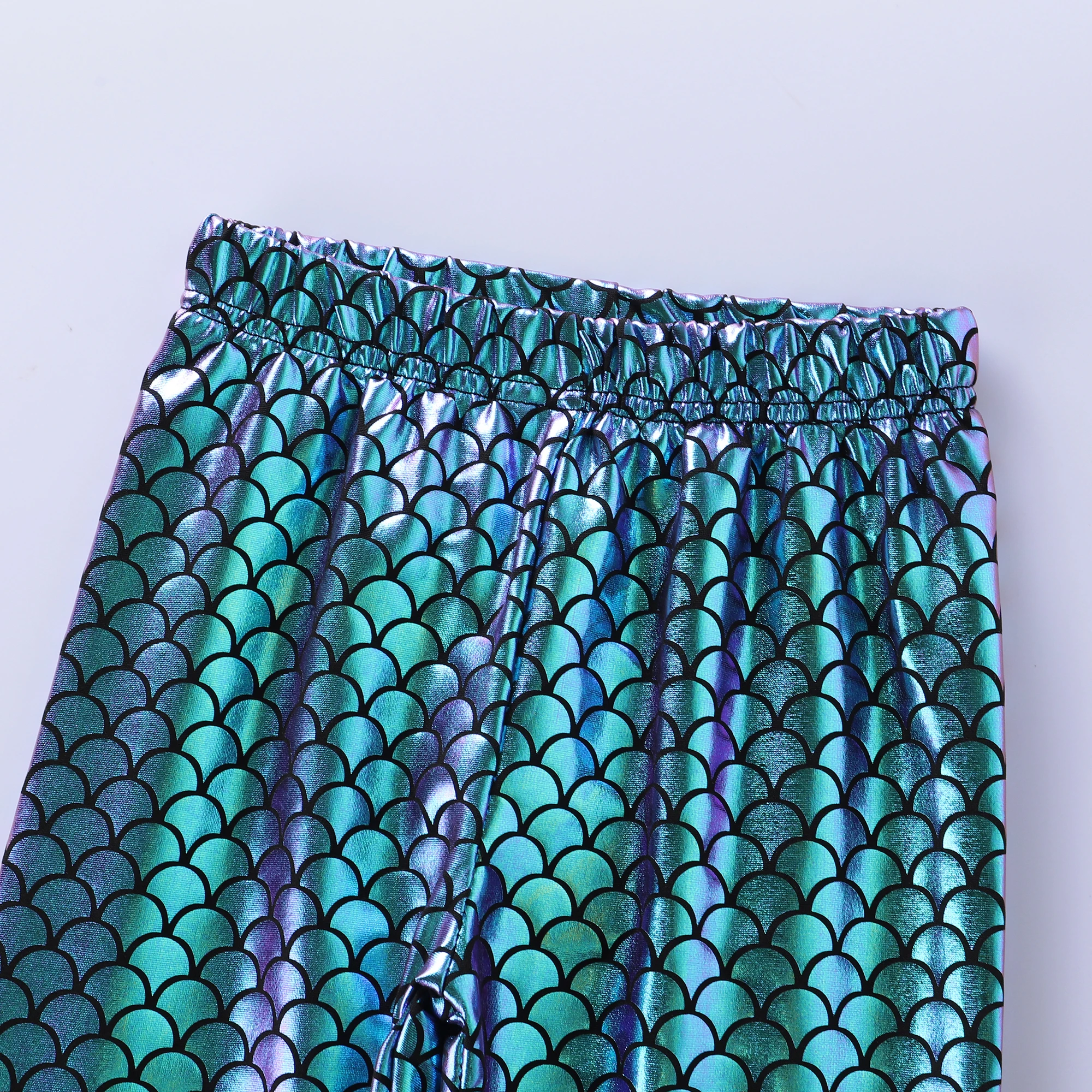 2023 Girls Mermaid Pants Leggings Colorful Fish Scale Printing