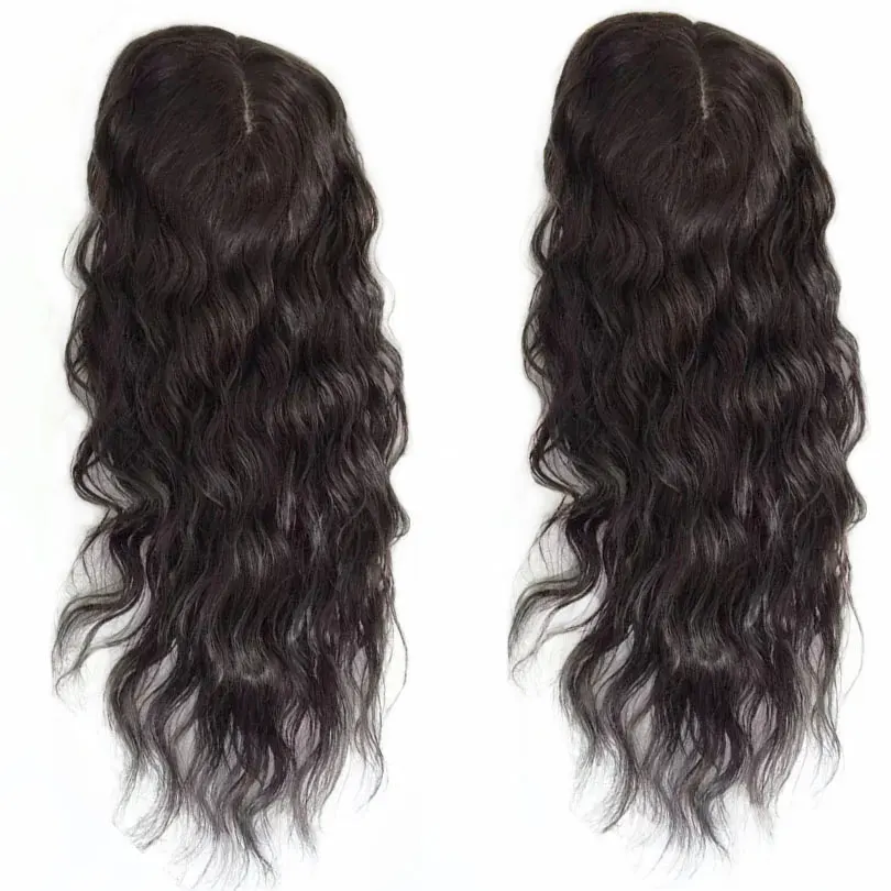 Injected Silk Skin Base Human Hair Women Topper Loose Wave Virgin European Hair Toupee Clips In Hairpiece 6x6 inch hair toppers