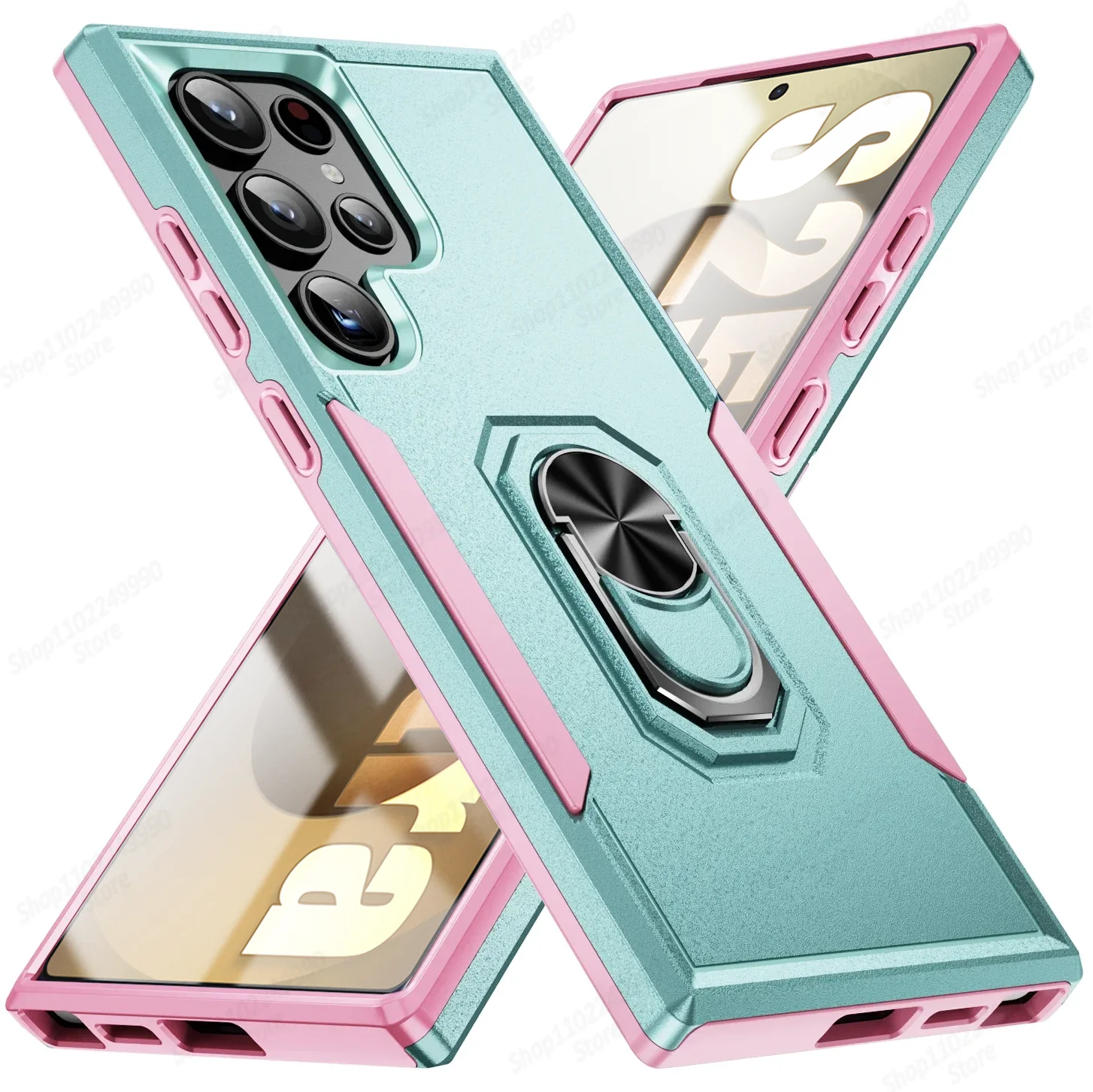 Shockproof Armor Matte Dual-Layer Phone Case with Ring Bracket