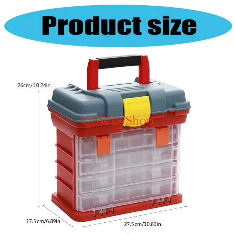 Q5WD 4 레이어 플라스틱 스토리지 박스 슬롯 조정 가능한 포장 도구 케이스 나사 공예 보석 주최자 상자