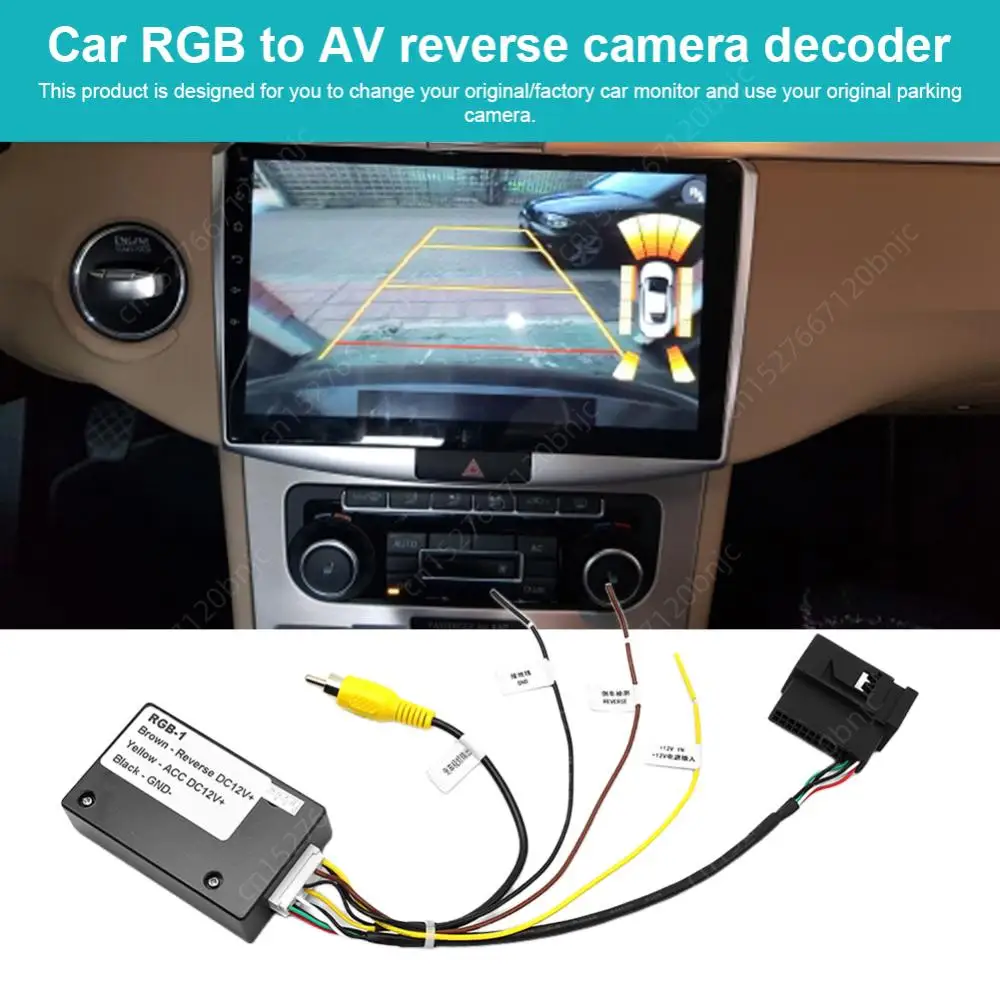 고화질 변속기 자동차 후진 카메라 신호 변환기, VW RCD510 RNS510 용 어댑터, 12V RGB AV