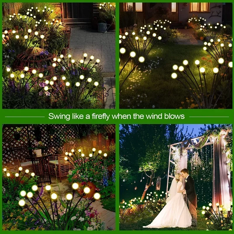 1/4/8/12Pack Outdoor LED Solar Lights Waterproof Starburst Firefly Lights Lawn Garden Lamp Path Landscape Decorative