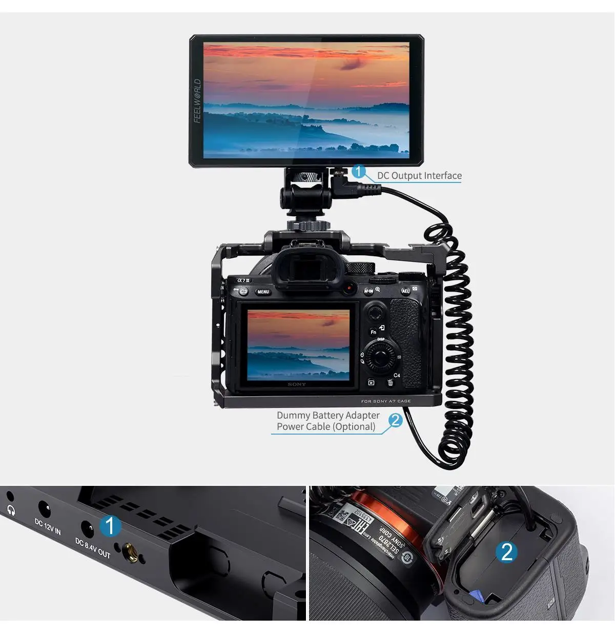 FEELWORLD CUT6 CUT6s 6" Touch Screen Video Monitor Recorder FHD Monitor Support IPS 4K HDMI-compatible 1920x1080 3D LUT