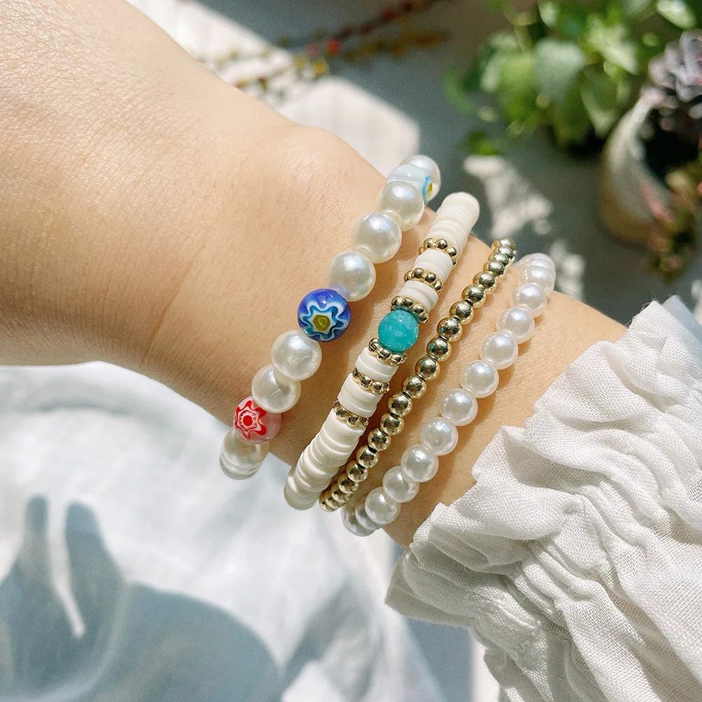 Beaded Bracelets For Women Stackable Bracelets Stretch Multilayered