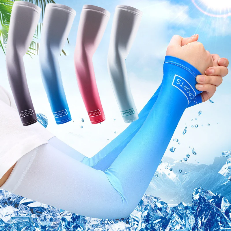 2pcs Ice Sleeve for Men Summer Ice Silk Sleeve Driving Shade Sun