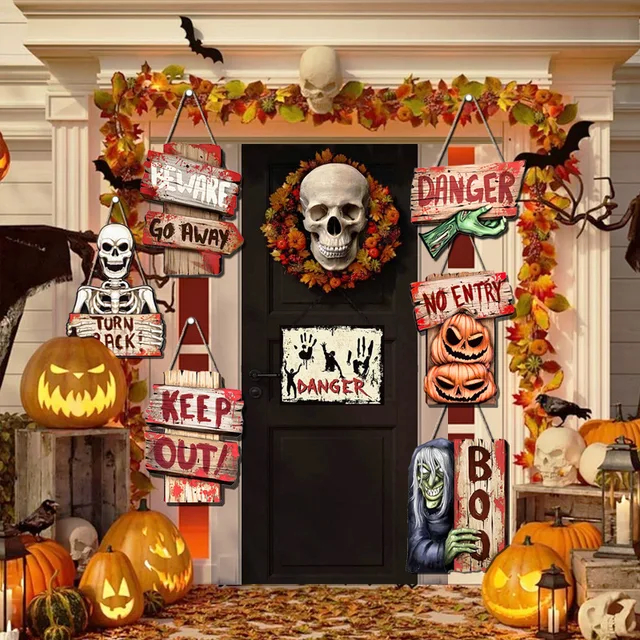 Halloween Themed Hanging Plaque with Easy-Hang Rope for Home DoorsAndParty Venue Entrances Decorative Holiday Accessory 1