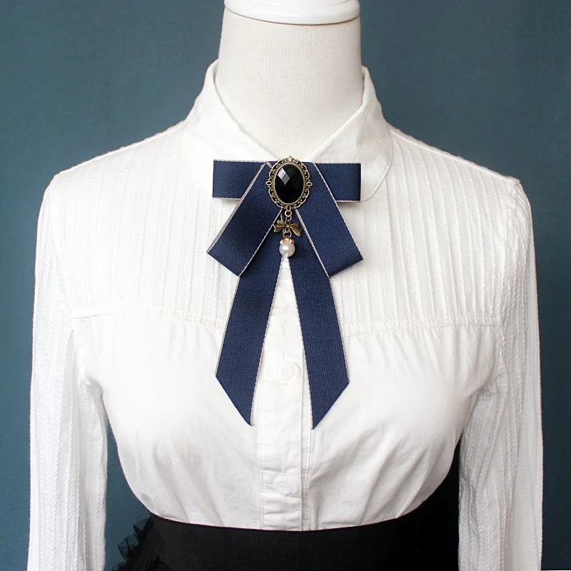 

Korean Bow Tie Brooch Ribbon Tassel Girls Accessories Vintage Elegant College Style Shirts Collar Pins Cravat Gift for Men Women