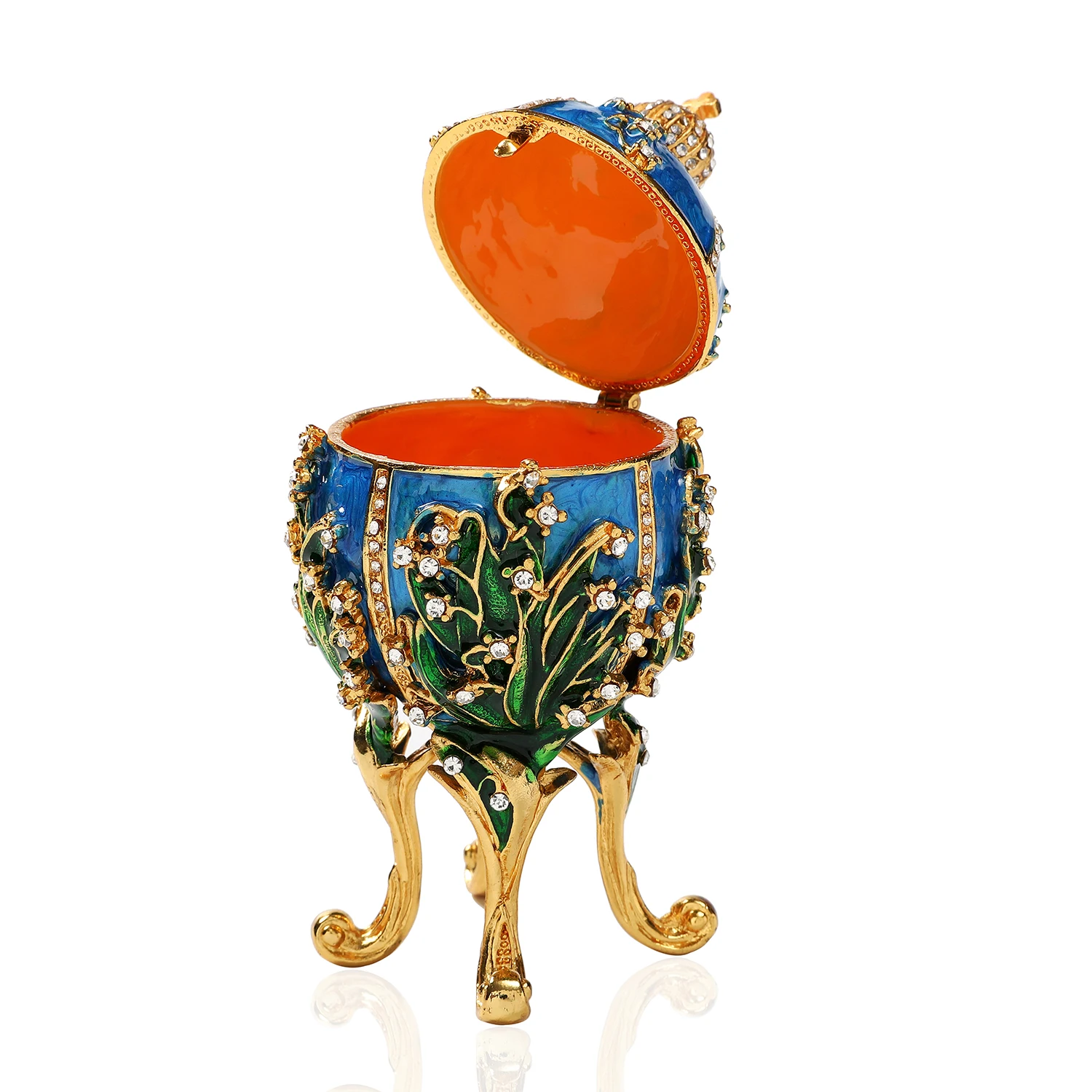 QIFU Beautiful and Exquisite Faberge Egg with Rhnestones Vintage Style Home Decor