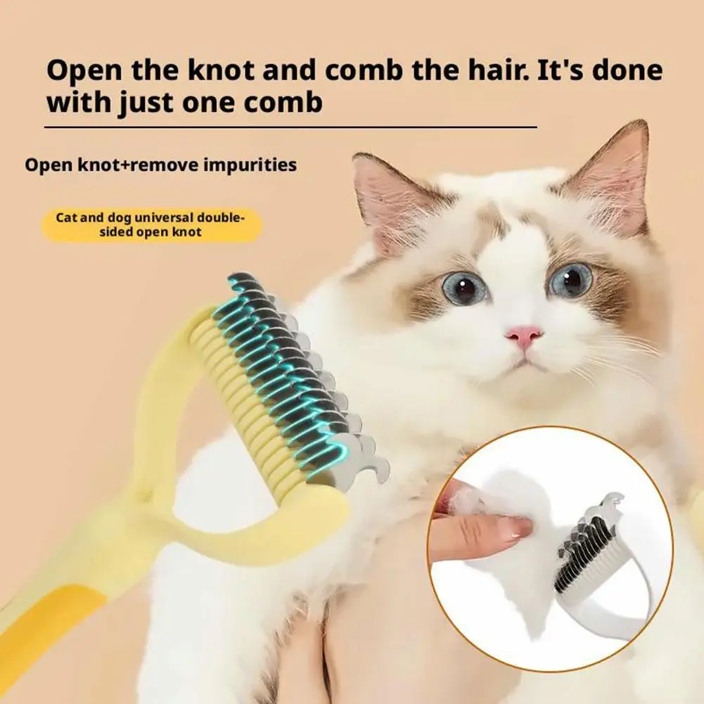 Cat Brush Cat Fur Knot Cutter Pets Hair Removal Comb Dog Grooming Shedding Tools Double-sided Knotting Comb For Pets