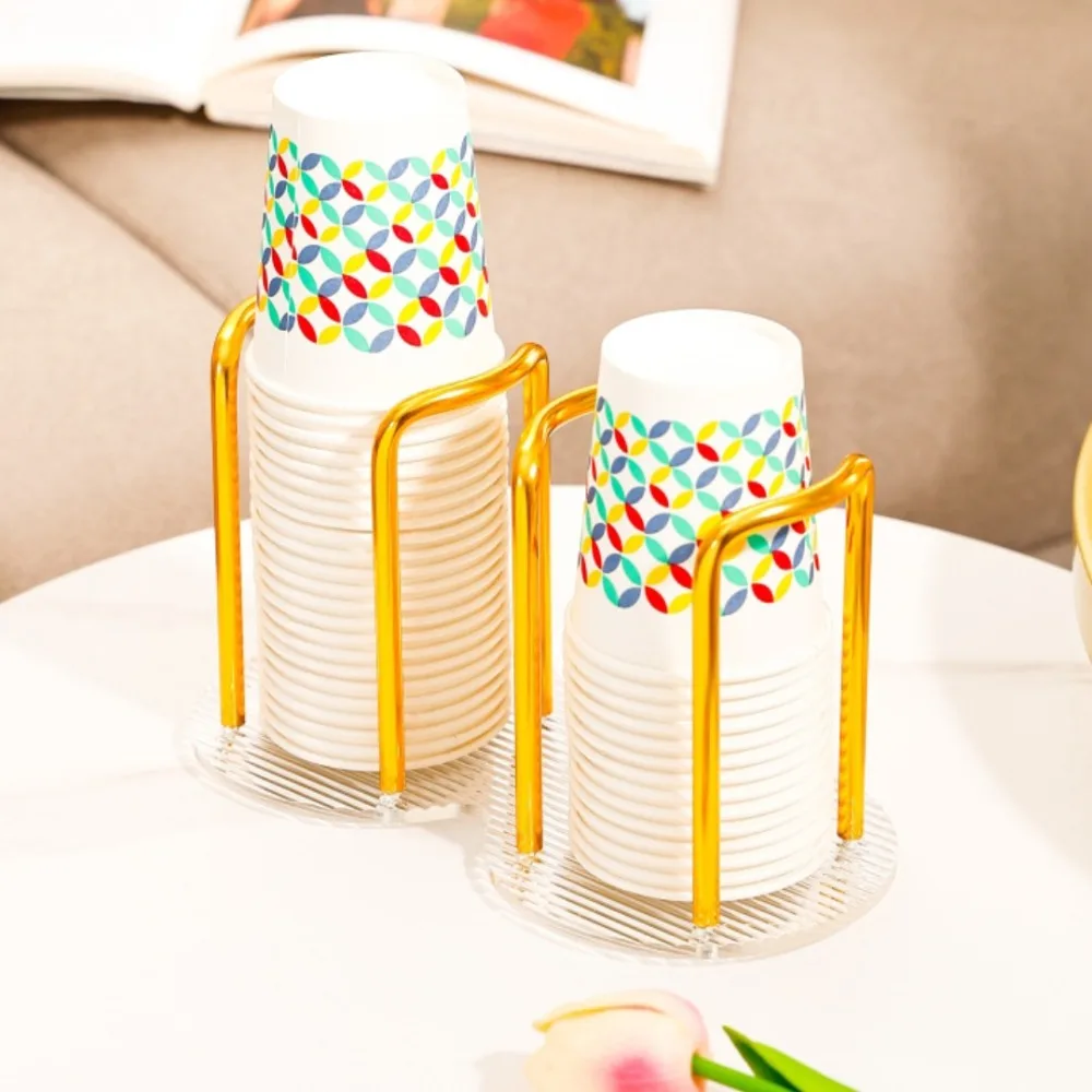 1PC Acrylic Cup Dispenser With Stylish Stripes Clear Paper Cups Holder For Rinsing Cups Bathroom Vanity Mug Racks