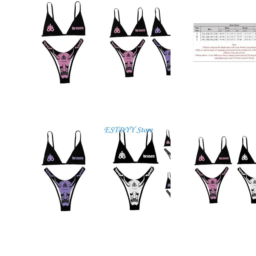G6DE Women Swimwear Sexy Summer Beachwwear Set Punk Beachwear Two Piece Set S/for M/L Size Swimwear