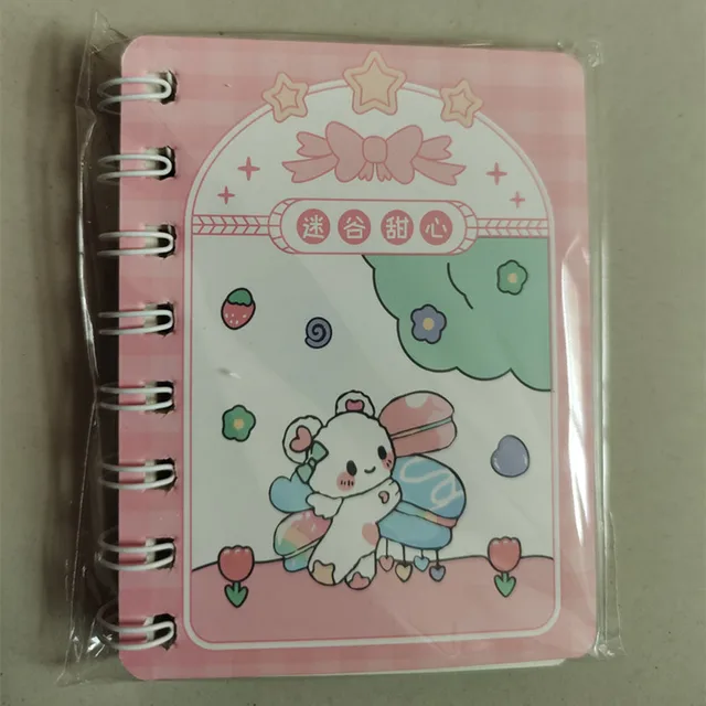 80Page A7 Korea Cartoon Anime Coil Notebook Small Notepad Animal Rollover Office School Learn Supplies Mini Kawaii Diary Journal Migu Sweetheart