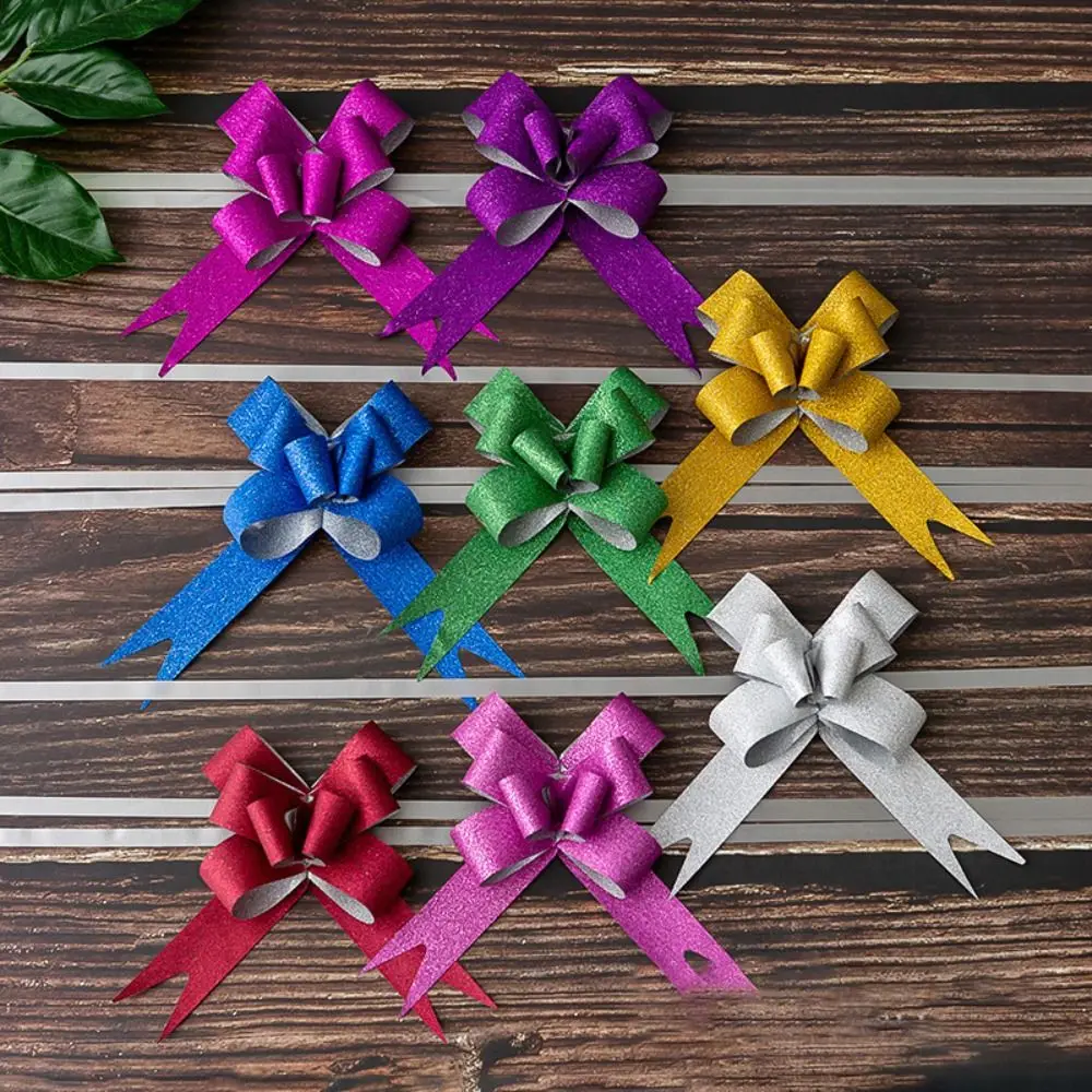 

10 Pcs Gift Ribbons Flower Wrappers For Wedding Birthday Party Decor Glittering Pull Bow Knot Ribbon Strings for Gift Wrapping