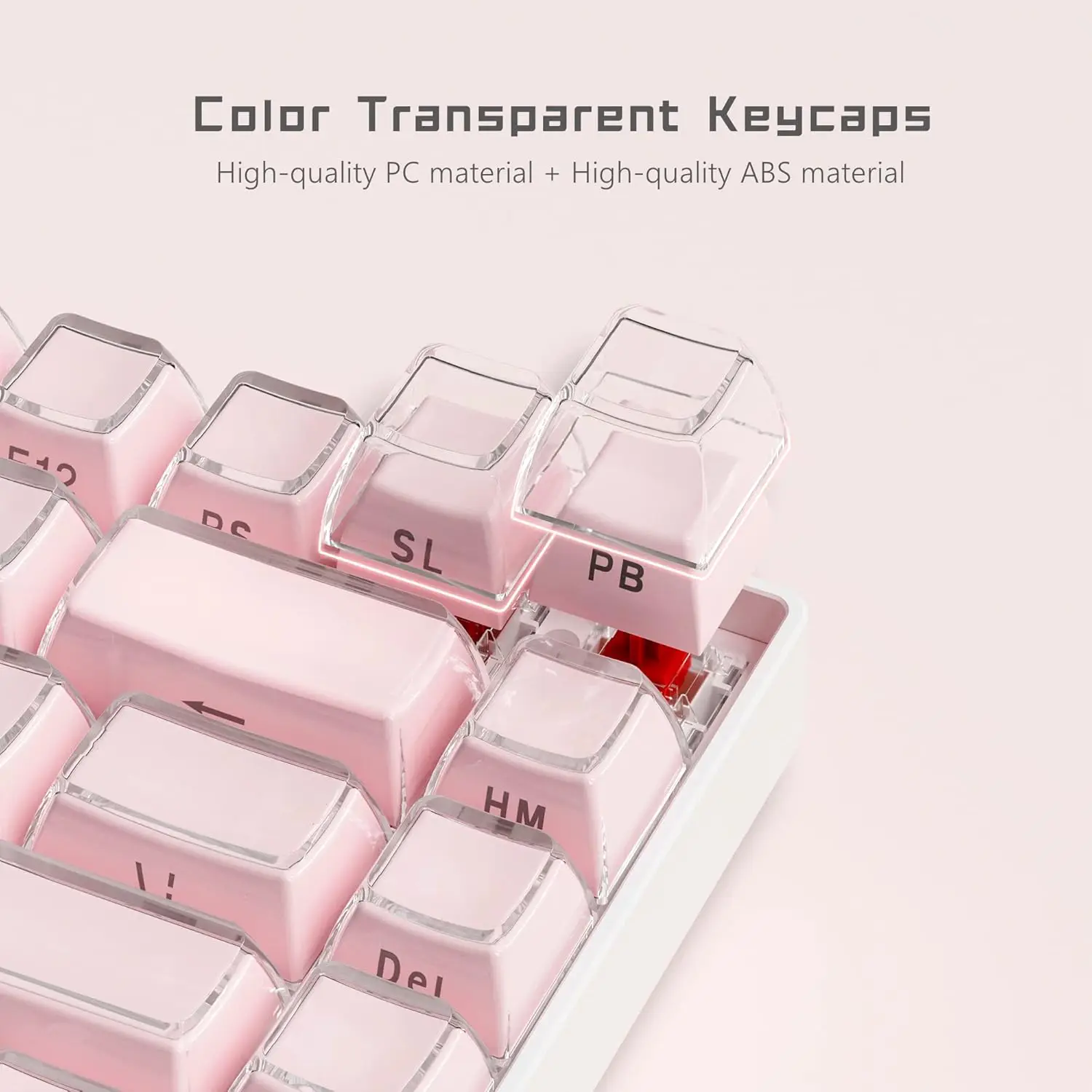 Keycaps Transparents Roses 113 Touches Pour Claviers Mécaniques - Compatibles Cherry MX, Gateron, Etc.