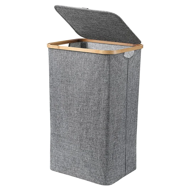 

Clothes Hamper with Lid Bamboo Dirty Laundry Baskets with Handle Collapsible Laundry Hamper for Clothing Organizing