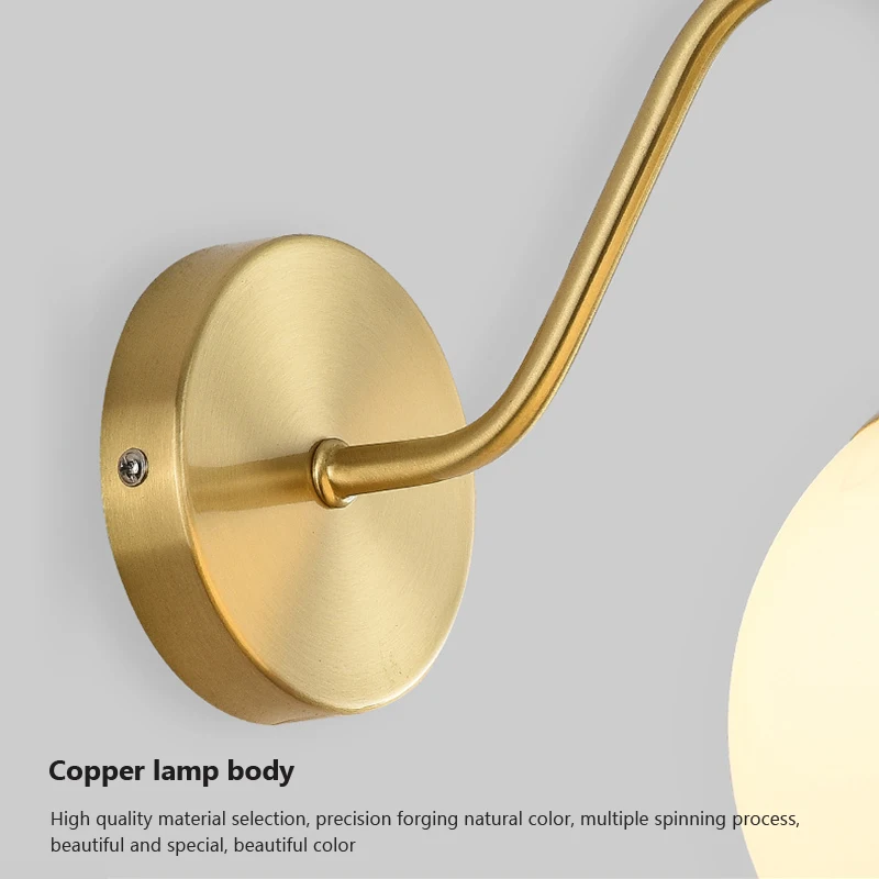 Led Wall Lamp Wall Sconces Light Wall Lamp Nordic Golden Wall Lights With Milky/Clear Special Glass Round Ball Bedside Lights