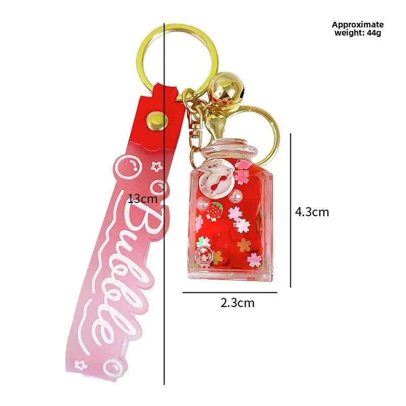 Liquid Oil Luminous Ice Cube Shape Keychain Cute Floating Quicksand Rabbit Keyring Women Girl Bag Pendant Key Chain Gifts 5