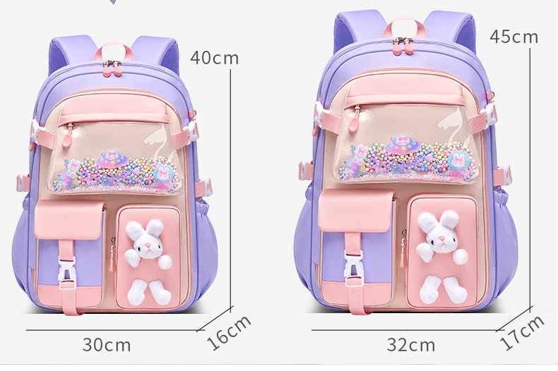 Primary School Backpack 1-5 Grade Cute Colorful School Bag For Girls Waterproof Large Capacity Cartoon rabbit Mochila Escolar