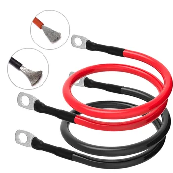 Set di cavi inverter batteria con terminale 8 6 4 3 0AWG Cavo di rame stagnato intrecciato Cavo di collegamento per energia solare con capocorda M6 M8 M10